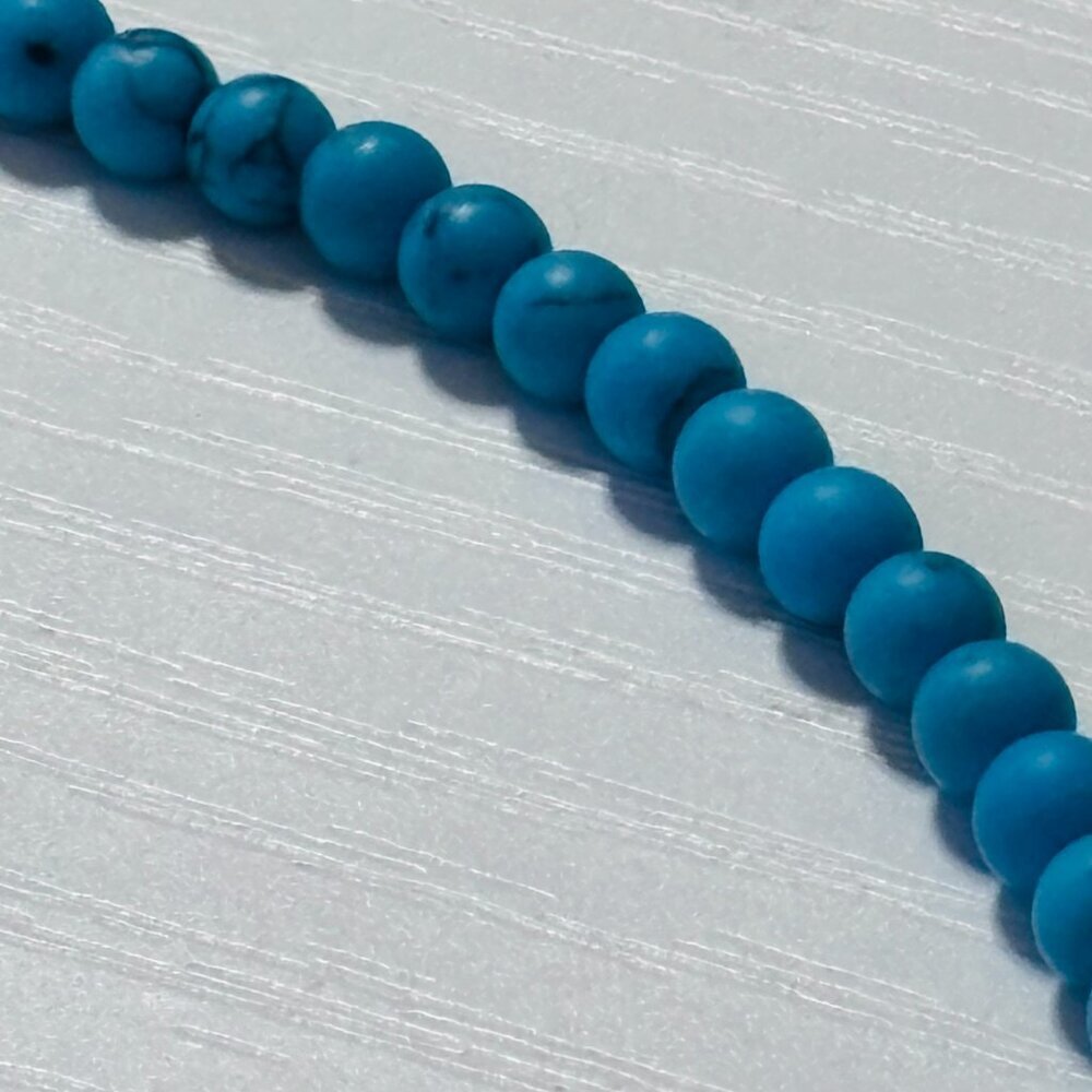 Turquoise Bead Choker Necklace Minimalist 16” Toggle Clasp - Picture 11 of 12